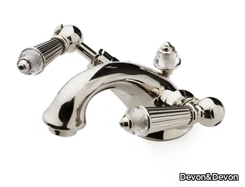 DIAMOND - Countertop 1 hole brass washbasin tap with automatic pop-up waste _ Devon&Devon