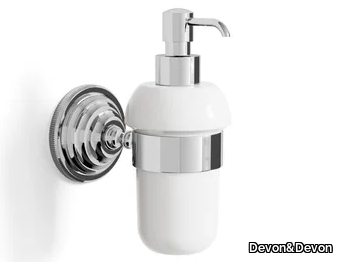 DIAMOND - Wall-mounted ceramic and brass Bathroom soap dispenser _ Devon&Devon