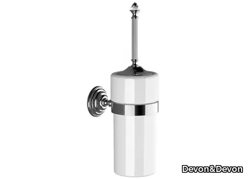 DIAMOND - Wall-mounted ceramic and brass toilet brush _ Devon&Devon