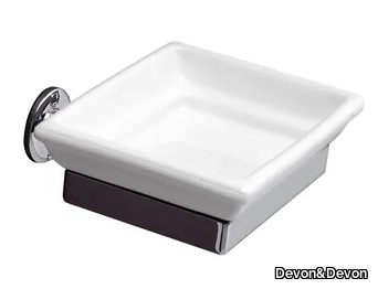 FIRST CLASS - Wall-mounted ceramic and brass soap dish _ Devon&Devon