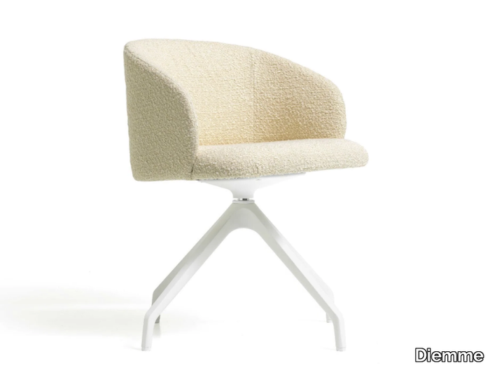 LOFT - Swivel trestle-based fabric easy chair with armrests _ Diemme