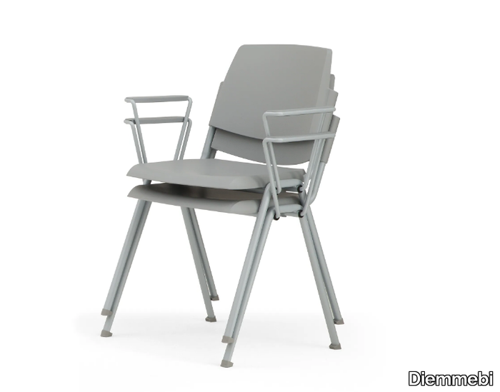 VOLÉE NET PLASTIC - Stackable chair with armrests _ Diemmebi