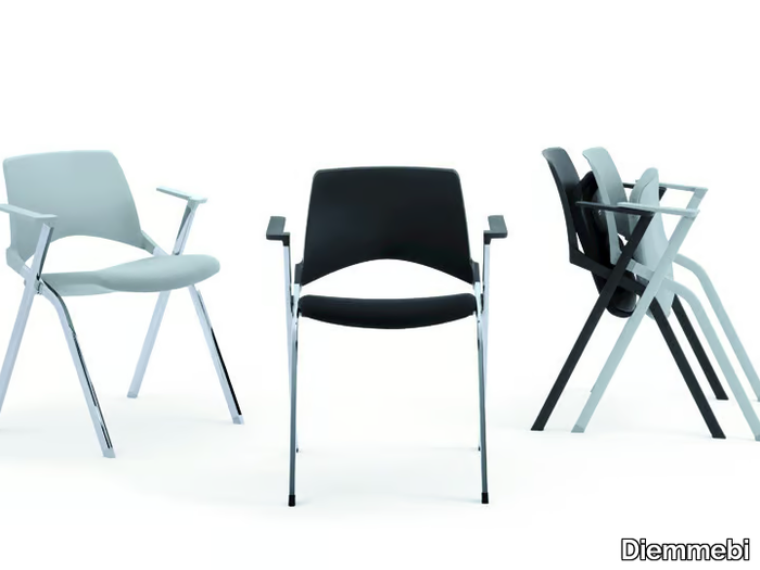 LAKENDÒ SOFT - Stackable folding chair with armrests _ Diemmebi