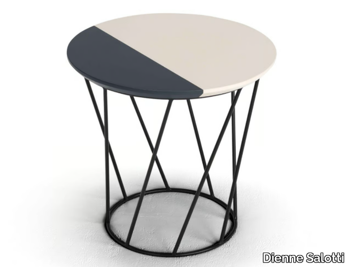 BERRY L - Round side table with iron base and wooden top _ Dienne Salotti