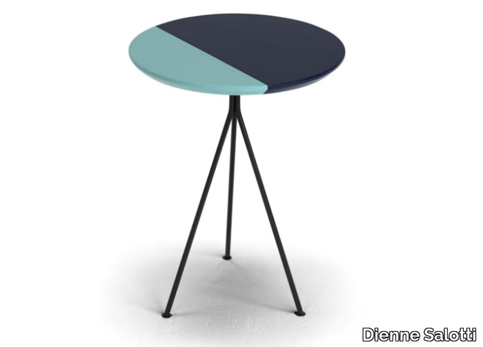 COCONUT - Round side table with iron base and wooden top _ Dienne Salotti