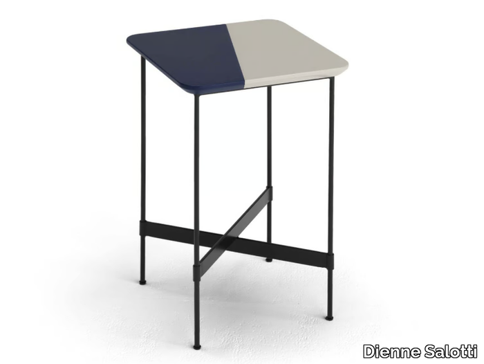 PASSION - Square side table with iron base and wooden top _ Dienne Salotti