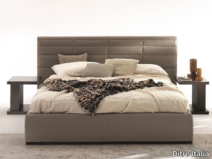 GRANDANGOLO - Leather bed with upholstered headboard _ Ditre Italia