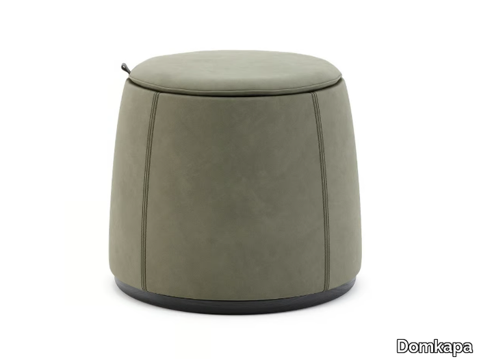 AVERY - Storage round leather pouf _ Domkapa