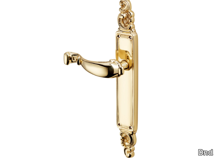 DAMASCO - Brass door handle on back plate _ Dnd