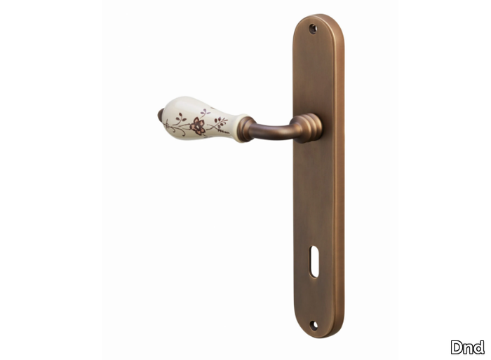 MARTA - Brass and porcelain door handle on back plate _ Dnd