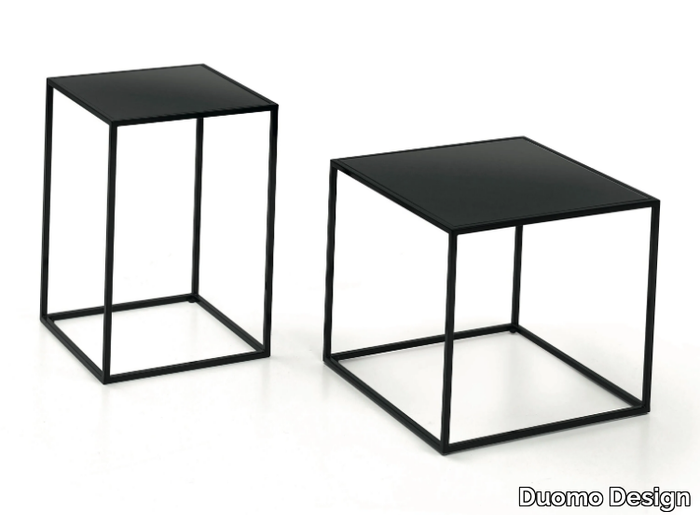 KISS - Square glass and steel coffee table _ Duomo Design