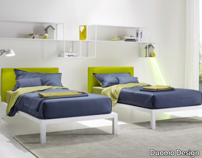 LERA AIR - Single bed with removable cover with upholstered headboard _ Duomo Design