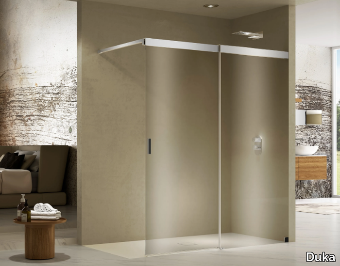 LIBERO 5000 INLAB - Corner rectangular crystal shower cabin with sliding door _ Duka