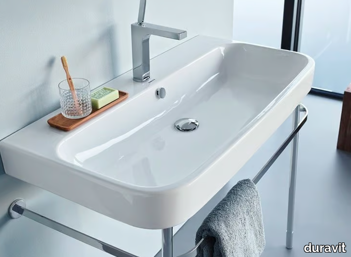 HAPPY D.2 - Console ceramic washbasin with overflow _ Duravit