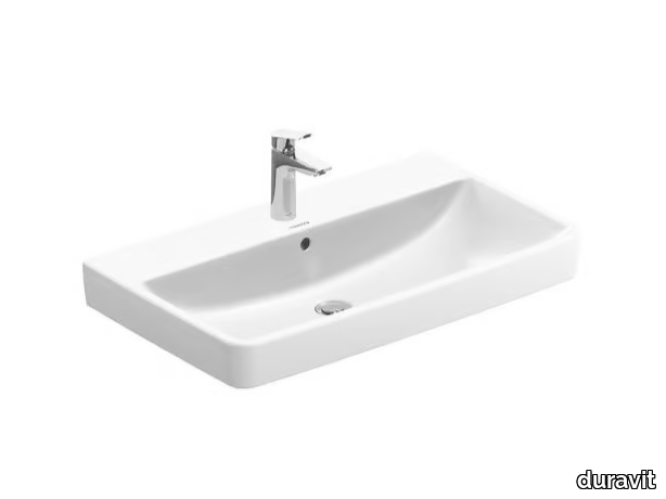 NO.1 - Semi-inset rectangular ceramic washbasin with overflow _ Duravit