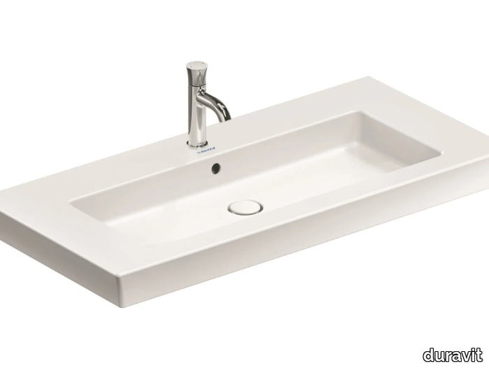 WHITE TULIP - Rectangular single ceramic washbasin with overflow _ Duravit