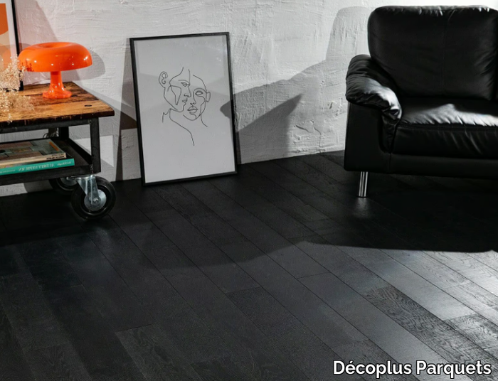 SCIE NOIR - Floating brushed wooden parquet _ Décoplus Parquets