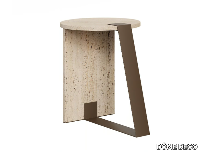 WACO - Round travertine coffee table _ DÔME DECO