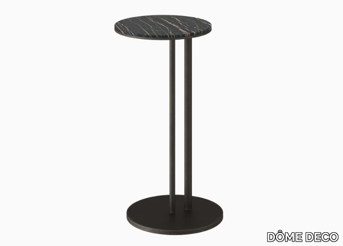 TRENTO - Round porcelain stoneware and metal coffee table _ DÔME DECO