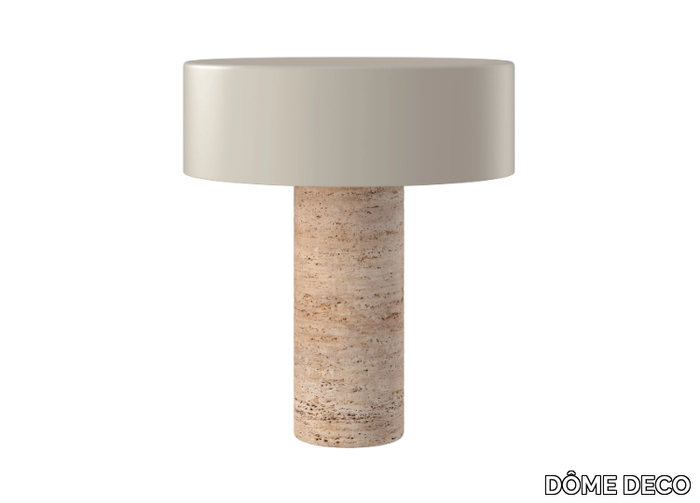 ANDO - Travertine table lamp and metal lampshade _ DÔME DECO