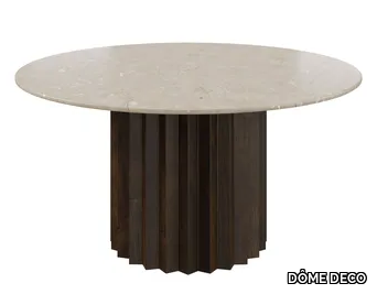 KALMAR - Round marble table with wooden base _ DÔME DECO