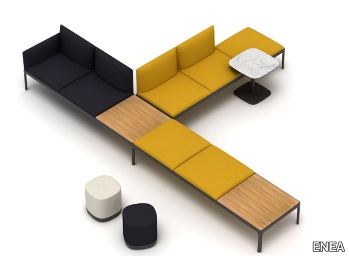 KUBIKA - Modular fabric bench seating with back _ ENEA