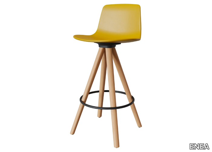 LOTTUS SPIN WOOD - Swivel barstool with footrest _ ENEA