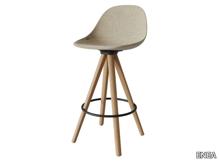 MATE SPIN WOOD - Swivel barstool with footrest _ ENEA