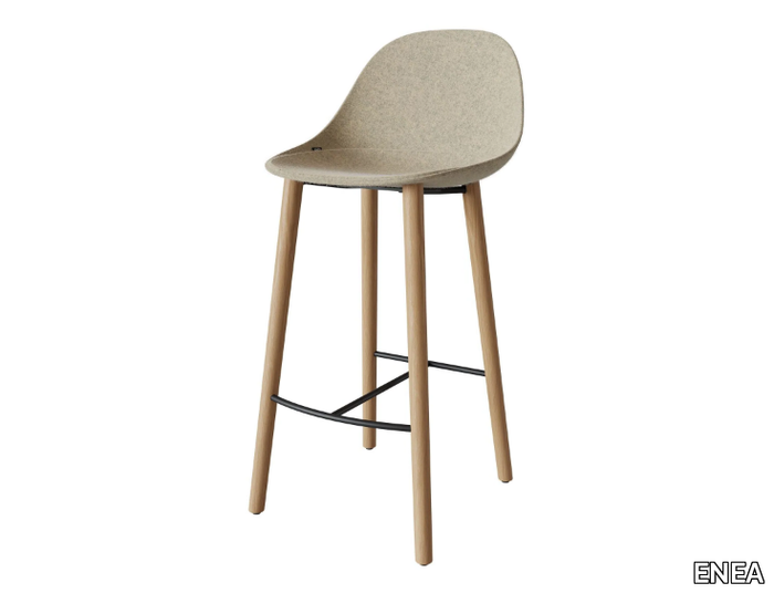 MATE WOOD - Barstool with footrest _ ENEA