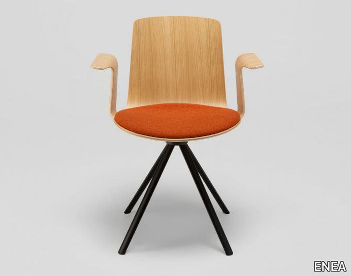 LOTTUS SPIN - Trestle-based oak chair with armrests _ ENEA