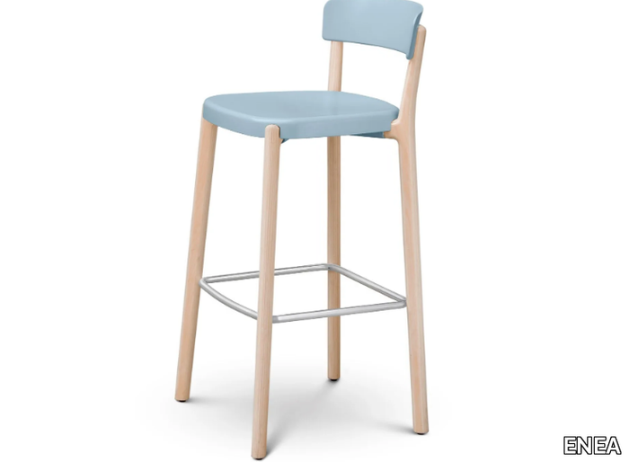 NOA - Polypropylene and wood barstool with back _ ENEA