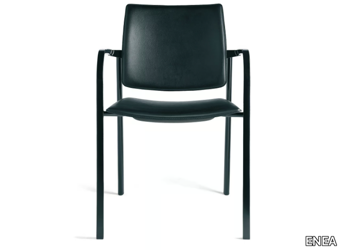 BIO - Stackable leather chair with armrests _ ENEA