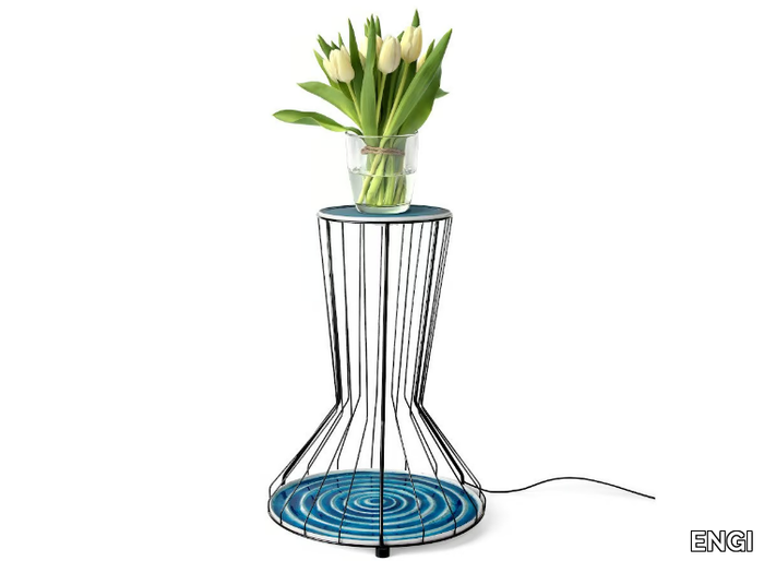 Coffee table with light - Round with light steel coffee table for living room _ ENGI