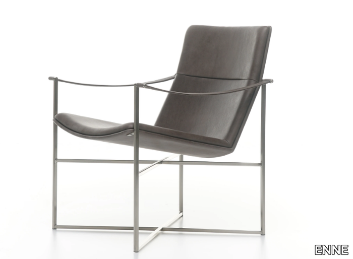 GEO - Leather easy chair with armrests _ ENNE