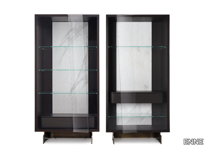 LEAF - Wood and glass display cabinet with integrated lighting _ ENNE