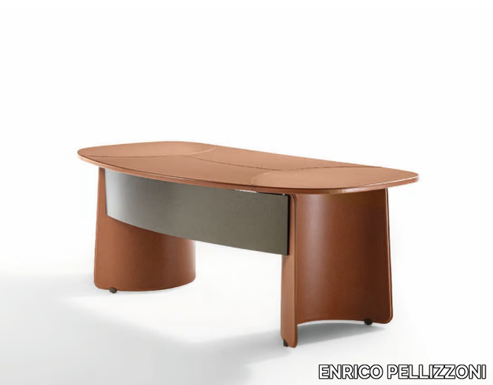 BUTTERFLY - Tanned leather executive desk _ ENRICO PELLIZZONI