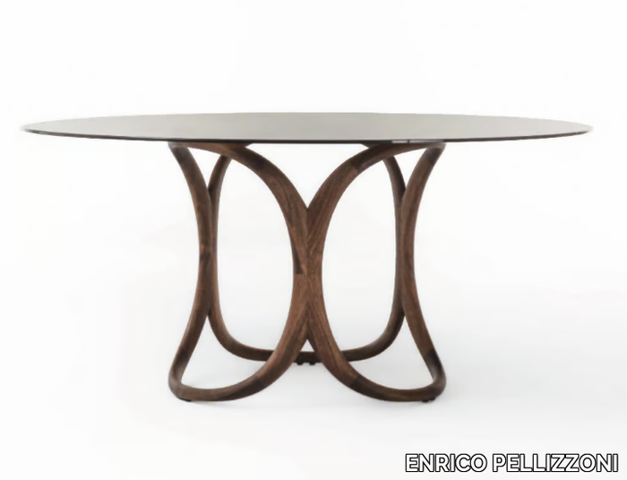 MARLENA - Round solid wood and glass table _ ENRICO PELLIZZONI