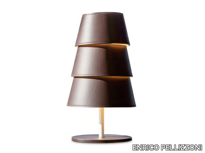 TULIP - Tanned leather table lamp _ ENRICO PELLIZZONI