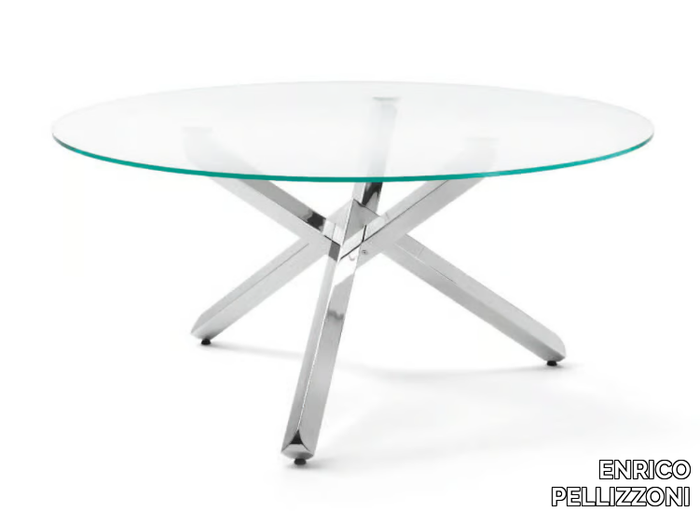 VERVE - Round Glass and Stainless Steel table _ ENRICO PELLIZZONI