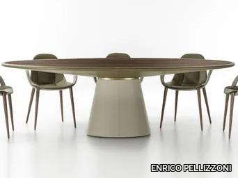 LOOP - Oval tanned leather table _ ENRICO PELLIZZONI