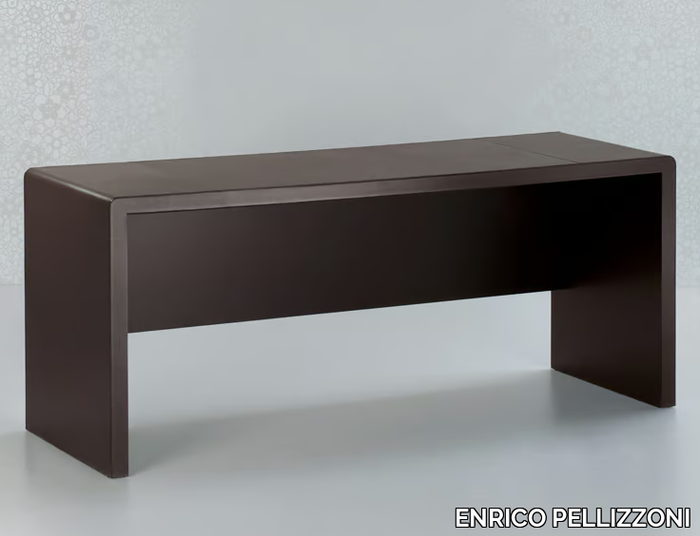 FUSION - Rectangular tanned leather office desk with drawers _ ENRICO PELLIZZONI