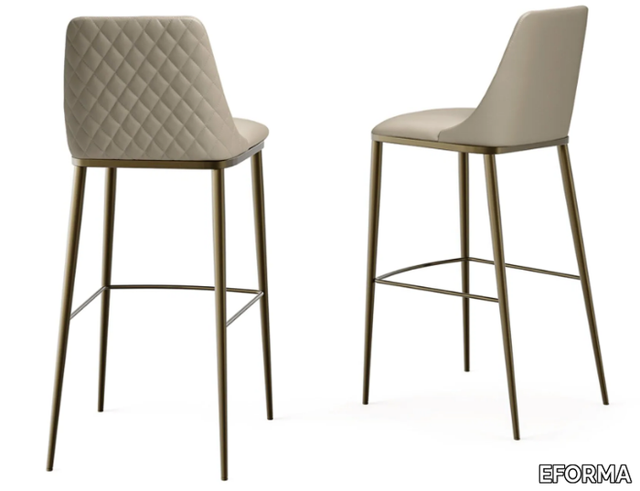 MAX DIAMOND - High leather stool with back _ EFORMA