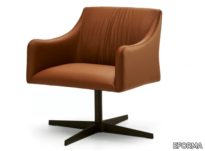 ISIDORA LOUNGE - Swivel with 4-spoke base leather easy chair _ EFORMA