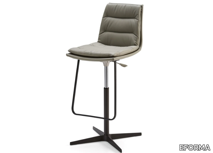 LADY - With 4-spoke base leather stool height-adjustable _ EFORMA