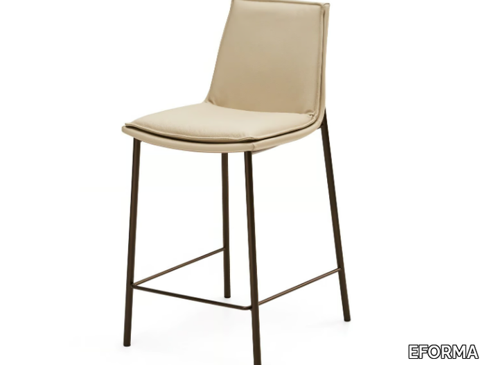 LARA - High leather stool with back _ EFORMA