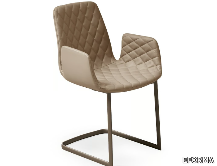 LENNY - Cantilever upholstered leather chair with armrests _ EFORMA