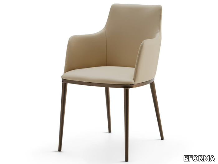 MAX - Upholstered leather chair with armrests _ EFORMA