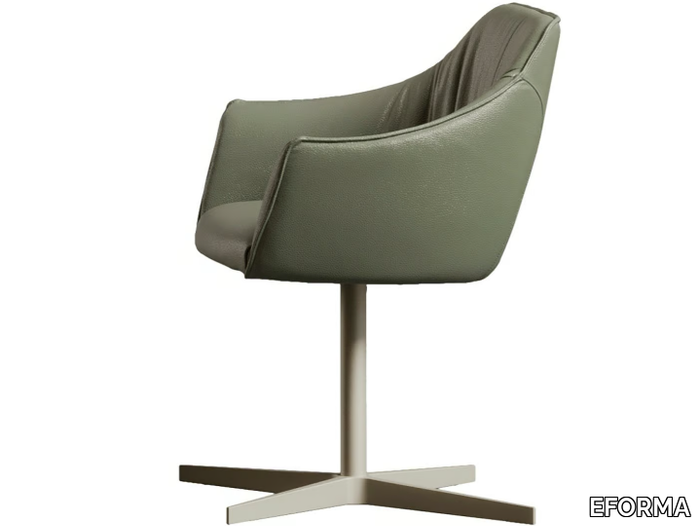 ERA - With 4-spoke base leather easy chair with armrests _ EFORMA