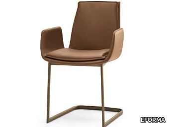 LARA - Cantilever leather chair with armrests _ EFORMA