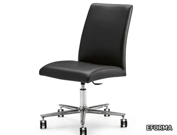 EKTA 5 WAYS - Height-adjustable leather office chair with 5-Spoke base _ EFORMA